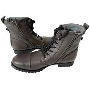 Aldo Men’s Dark Gray Leather Lace Up Zipper Combat Chukka Boots Size 10
